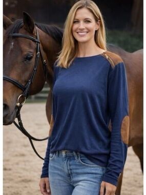 Lauren Ralph Lauren navy long-sleeve equestrian top